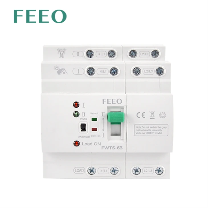 Feeo 63 Amp 4p 63a 3 Fasa ATS Pengawal Perubahan Litar Bersepadu Suis Dual Automatik Pemindahan Pemindahan Jenis PC